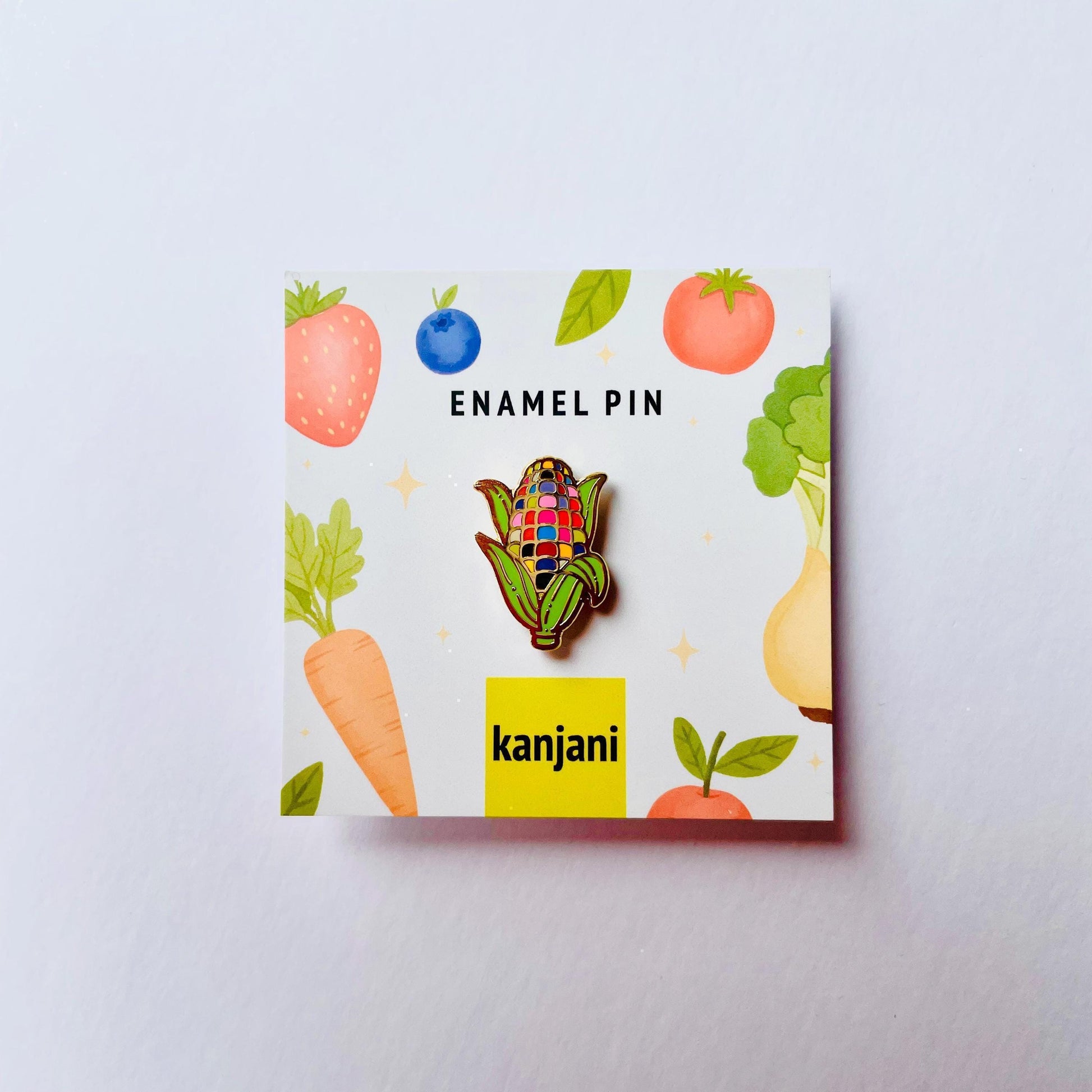 Rainbow corn gold hard enamel pin