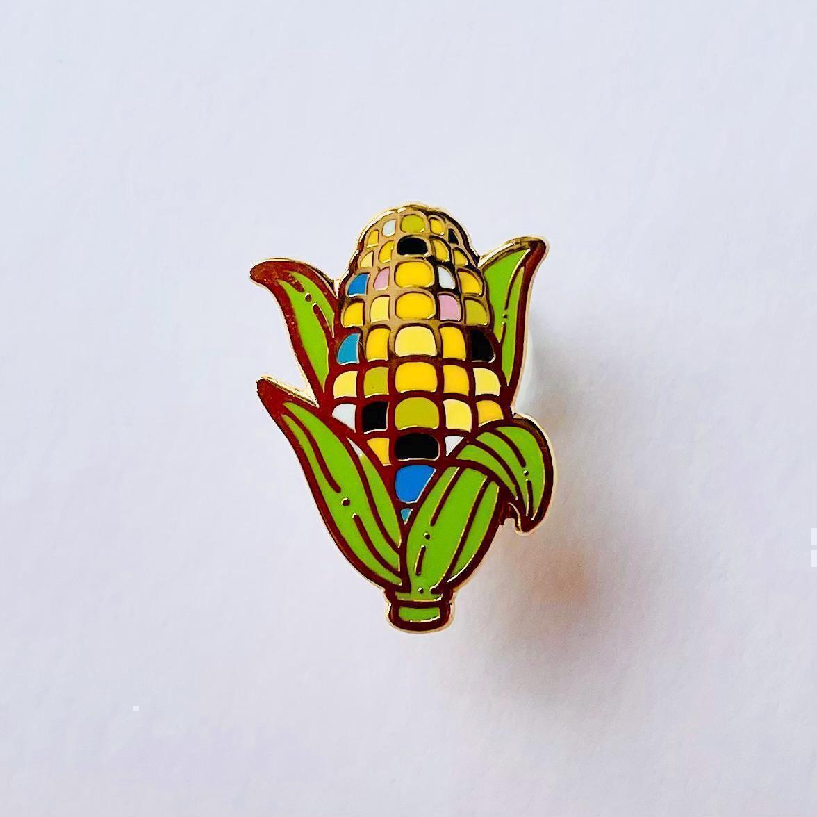 Speckled Blue Sweetcorn gold hard enamel lapel pin badge