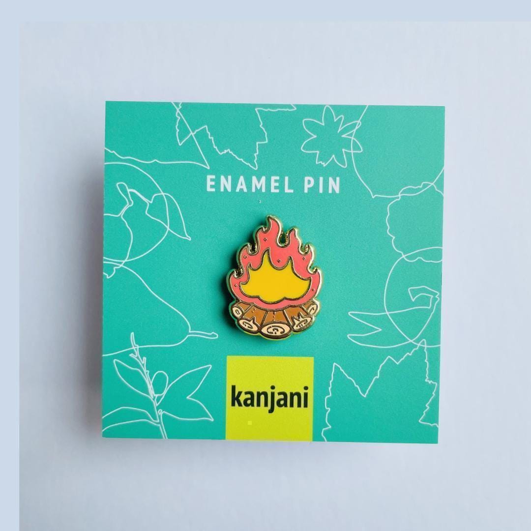Campfire gold hard enamel mini pin