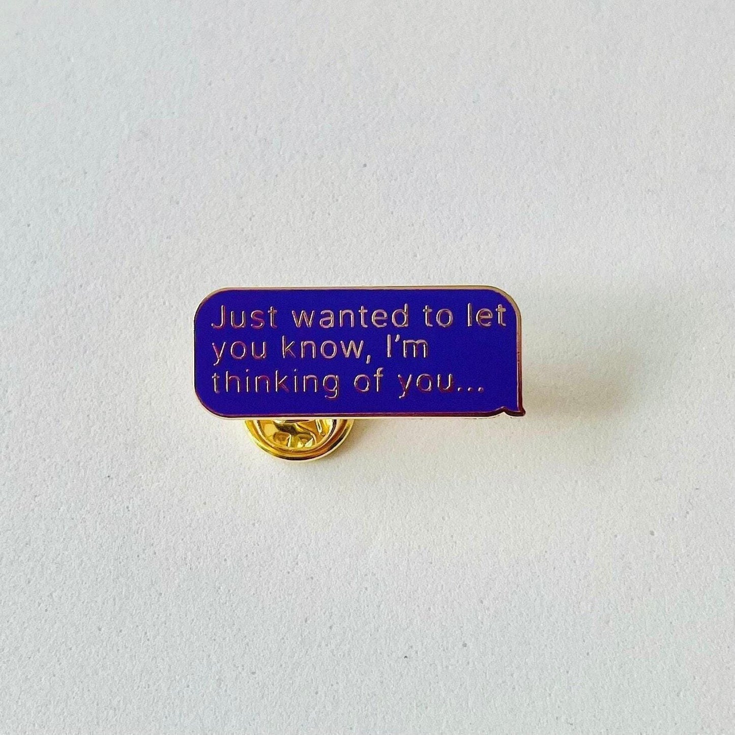 Thinking of you SMS text message purple gold enamel pin