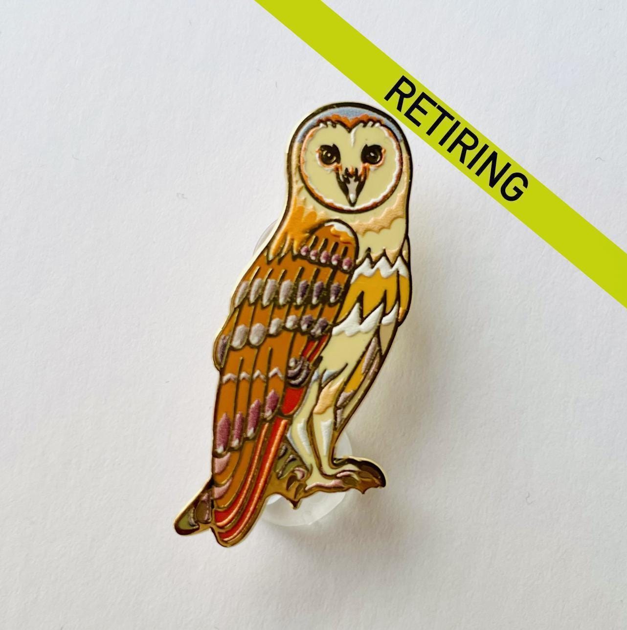 Barn Owl Enamel pin gift badge, gold hard enamel pin
