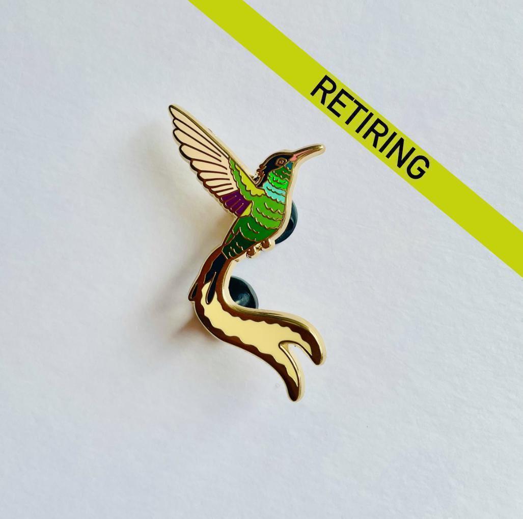 Doctor bird Enamel pin gift badge, Jamaica gold hard enamel pin