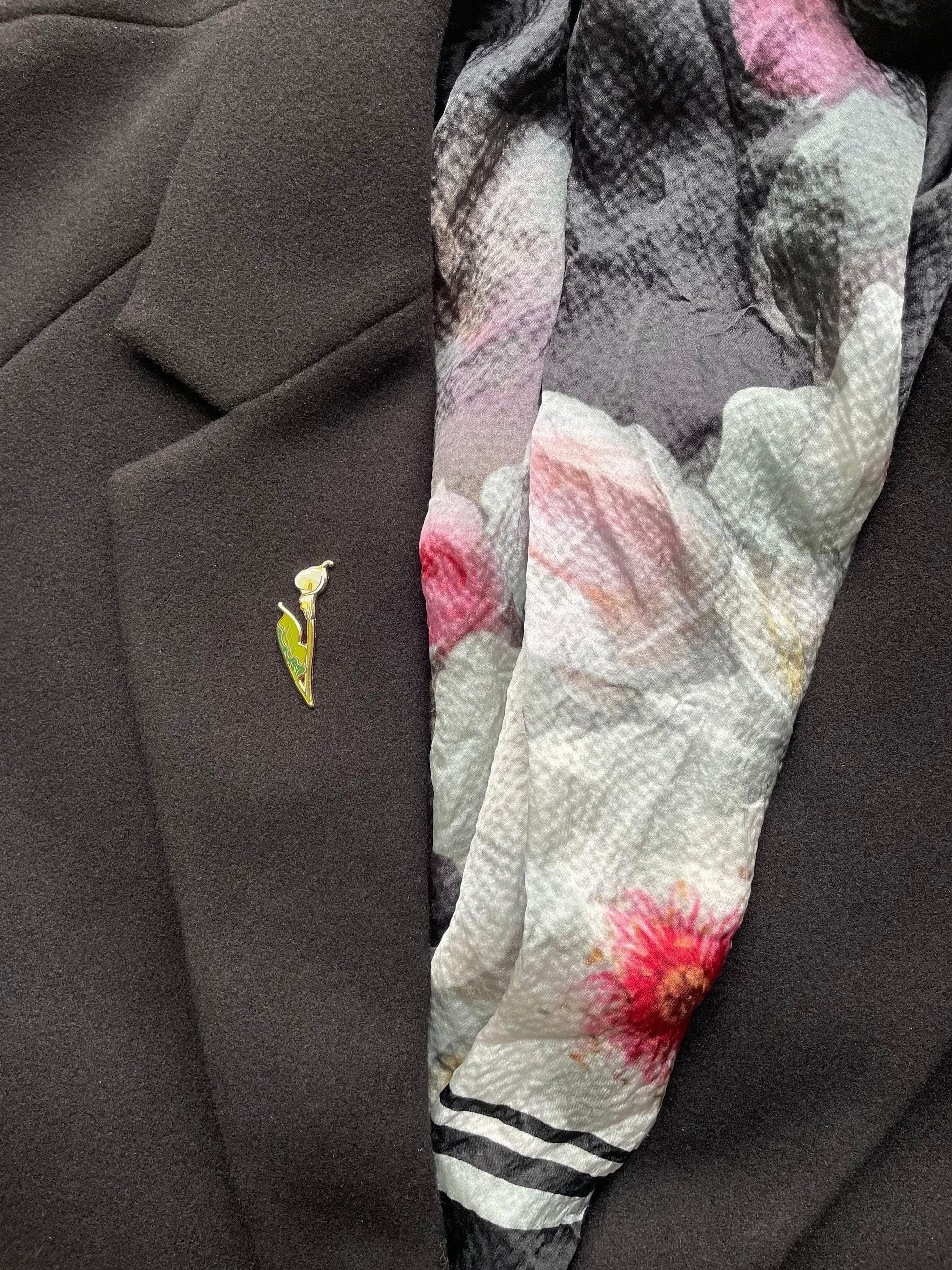 Calla Lily Flower Pin: Gold Hard Enamel Brooch (1.75in Size), Christmas gift, stocking stuffer, Advent calendar