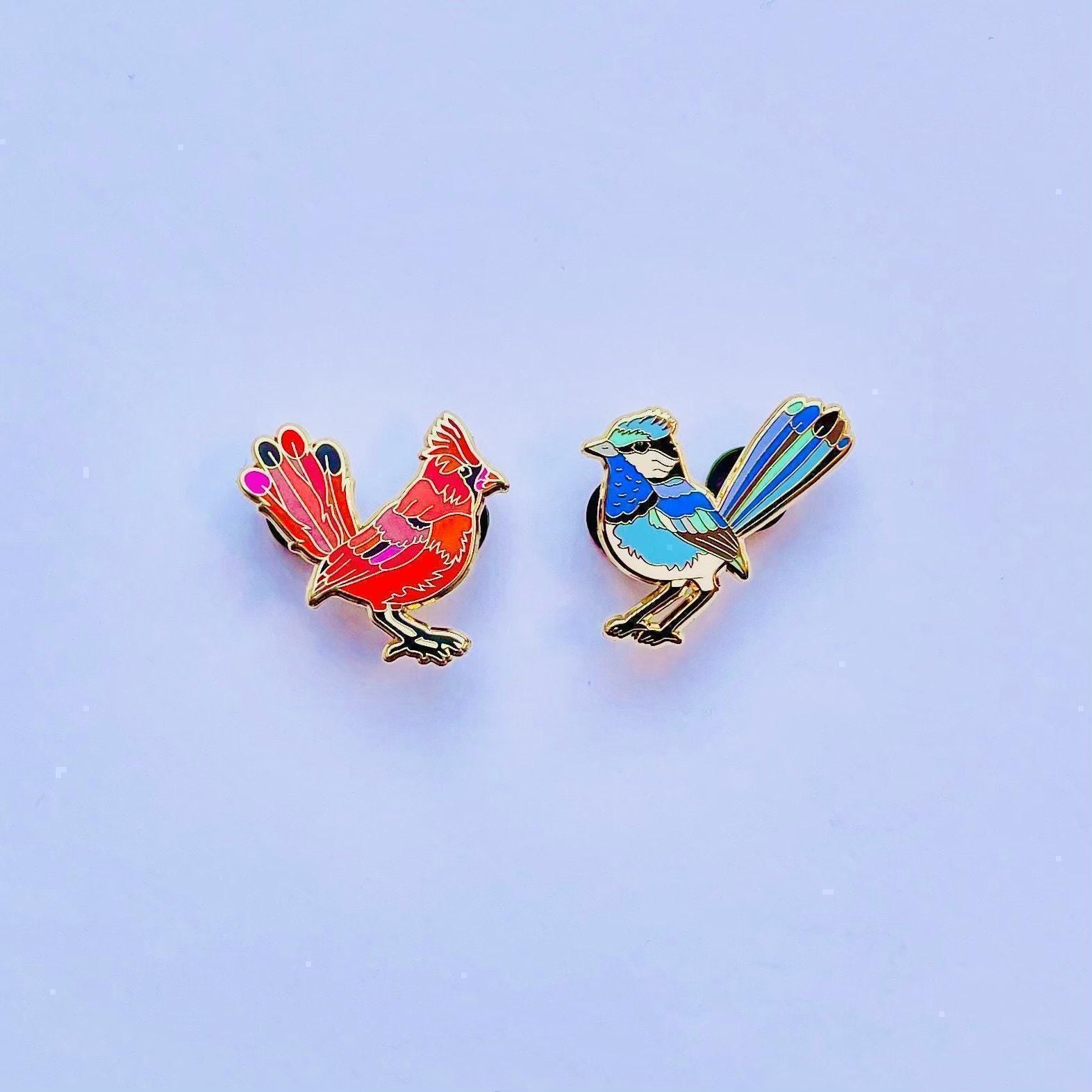 Splendid Fairy Wren Enamel Pin, Blue Australian Bird (1.25in Lapel), Christmas gift, stocking stuffer, Advent calendar