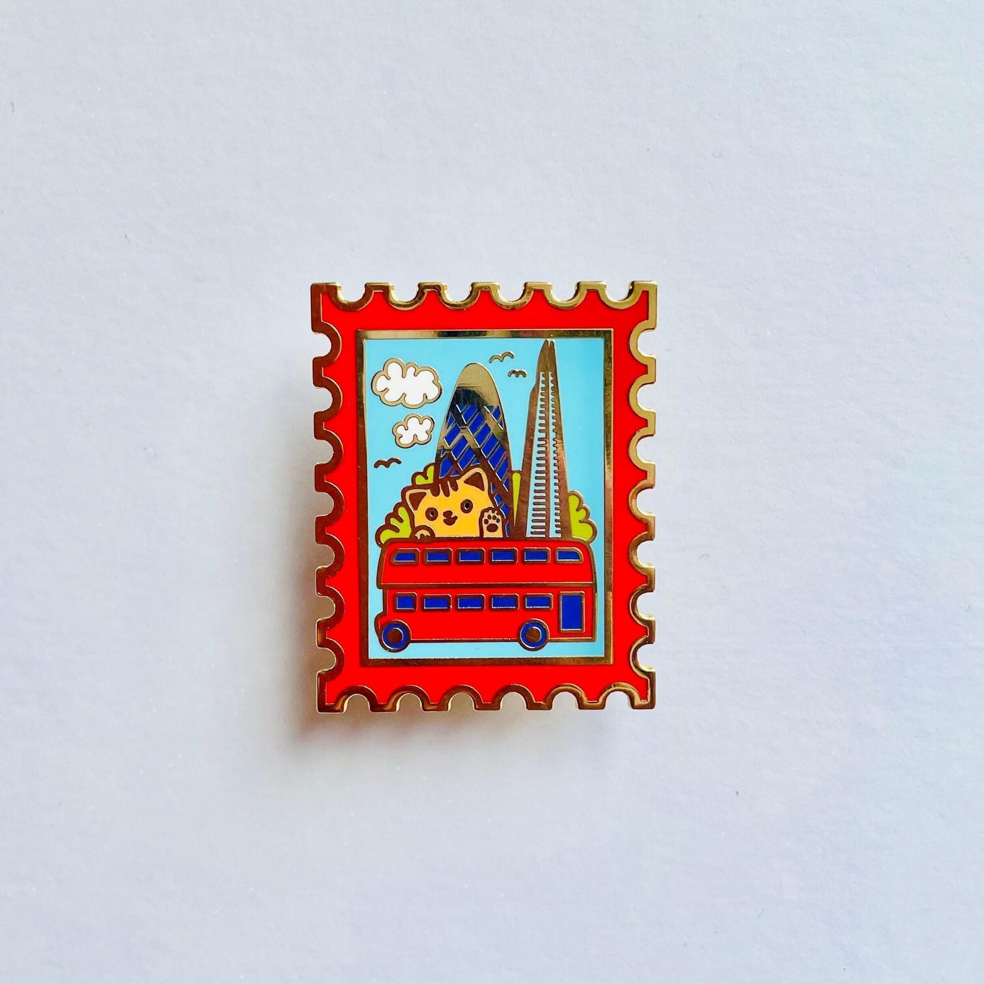 London Enamel Pin, Big Ben, London Eye, Ginger Cat Souvenir, Christmas stocking stuffer, Advent calendar