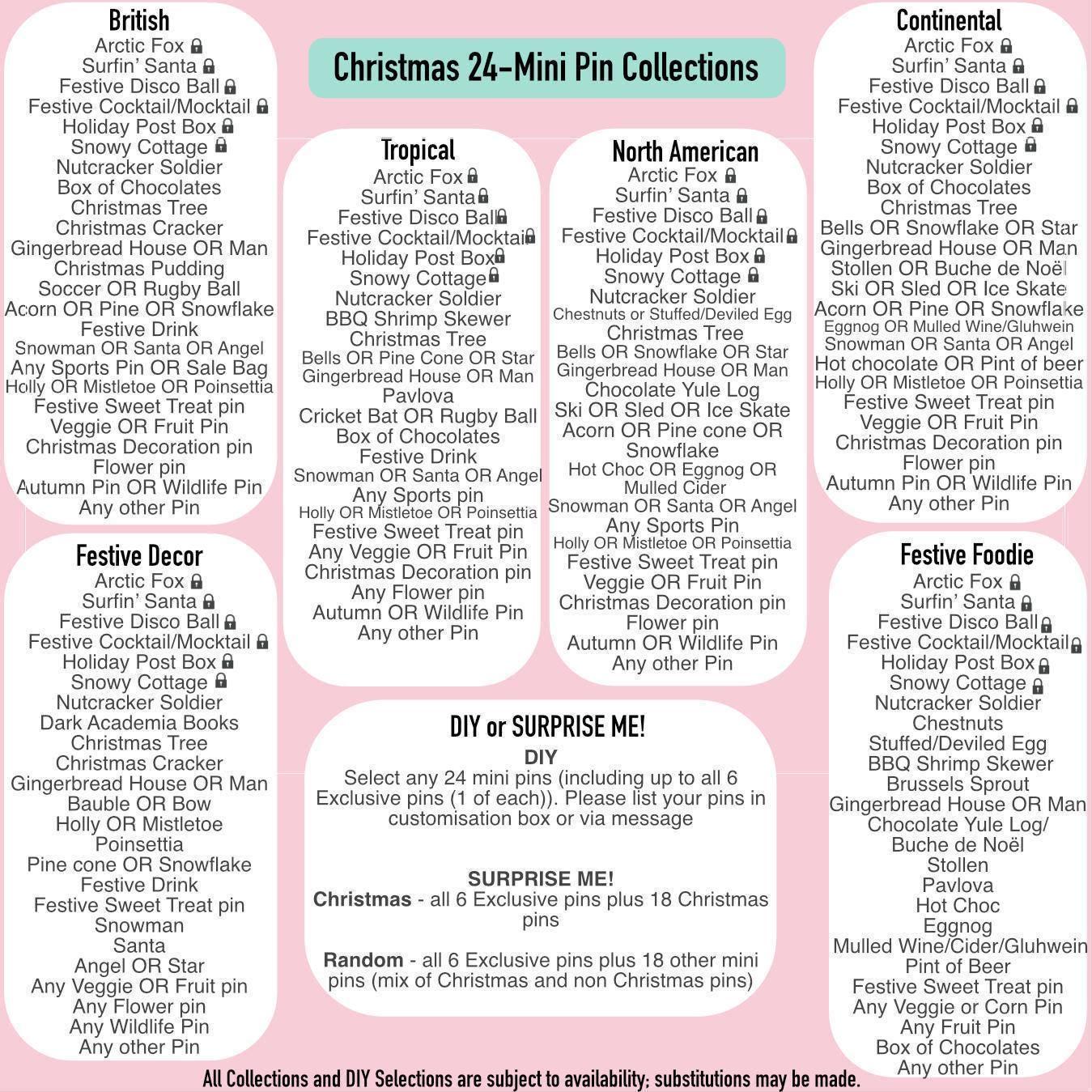 Enamel Pin Advent Calendar – Luxury Christmas Gift, Party Game, family stocking stuffer, Advent calendar