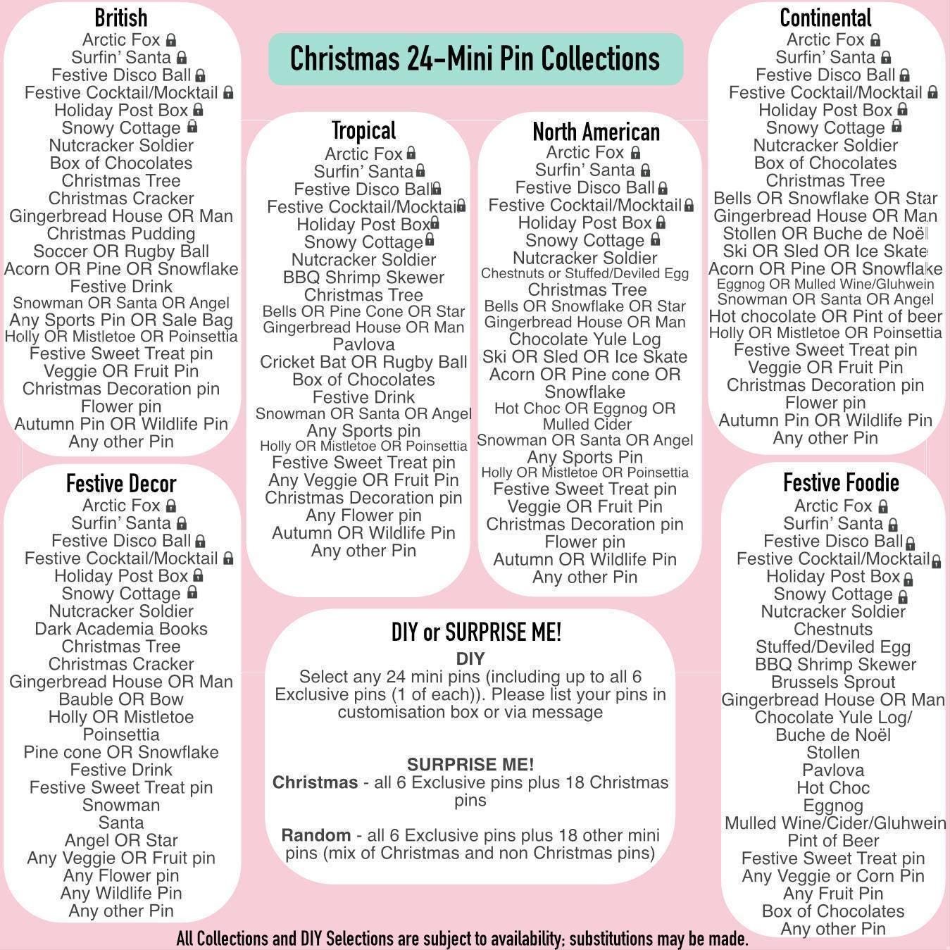 Arctic Fox Winter Enamel lapel pin - Christmas Mini Badge Set, Advent gift, stocking stuffer, Advent calendar