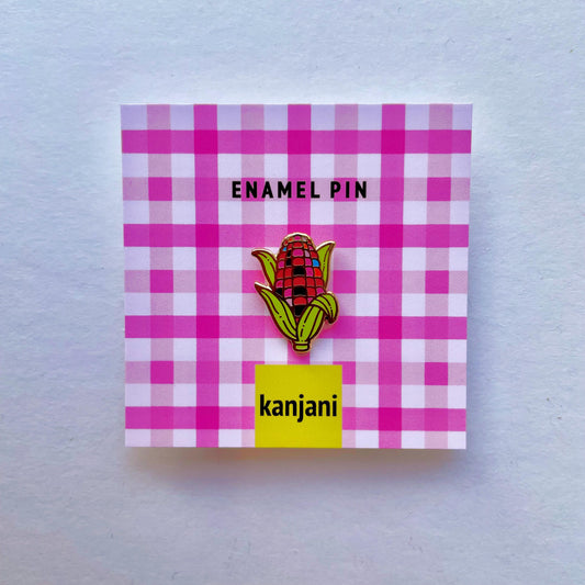 Red Purple Corn Cob Mini Enamel Pin, Vegan Lapel Badge, picnic treat