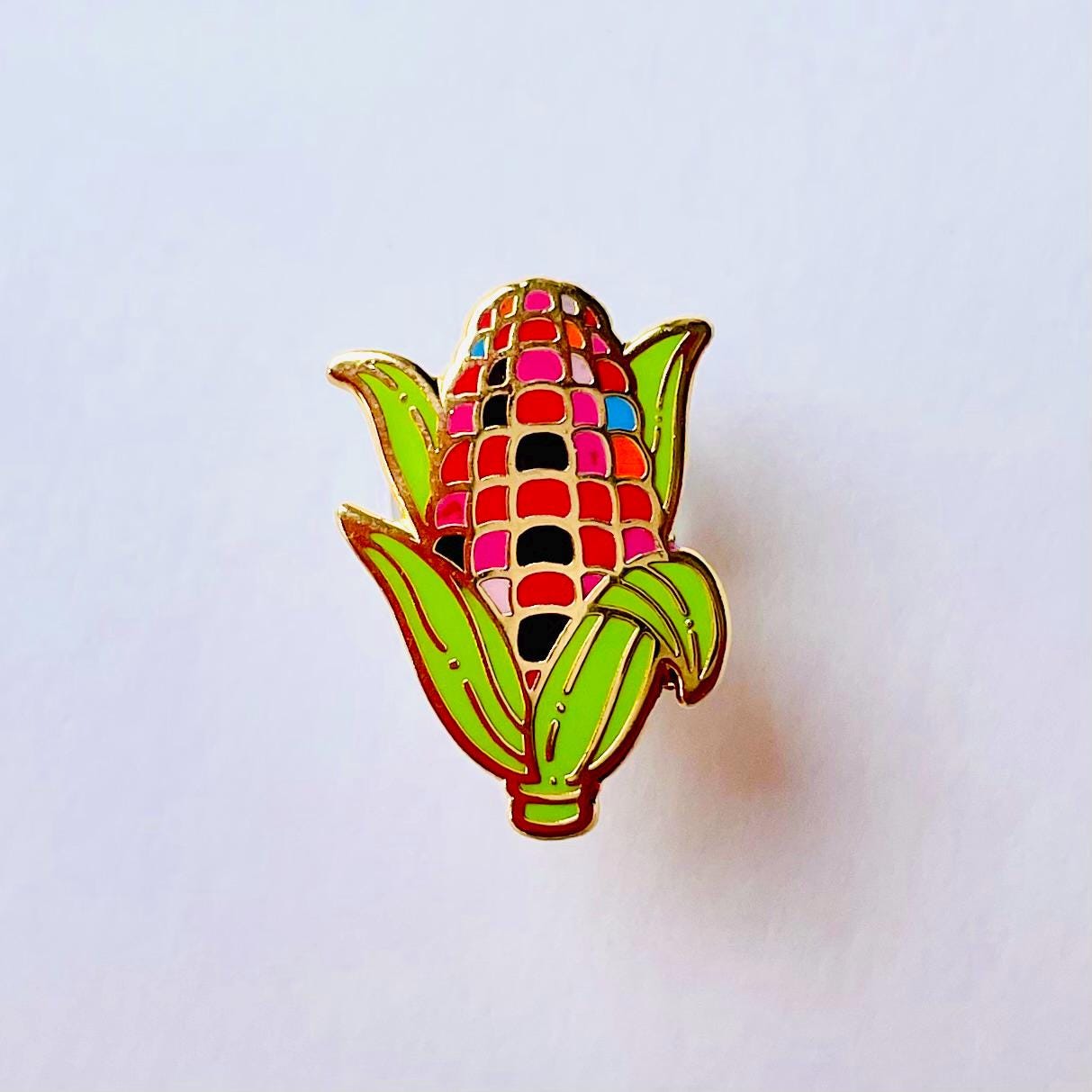 Red Purple Corn Cob Mini Enamel Pin, Vegan Lapel Badge, picnic treat