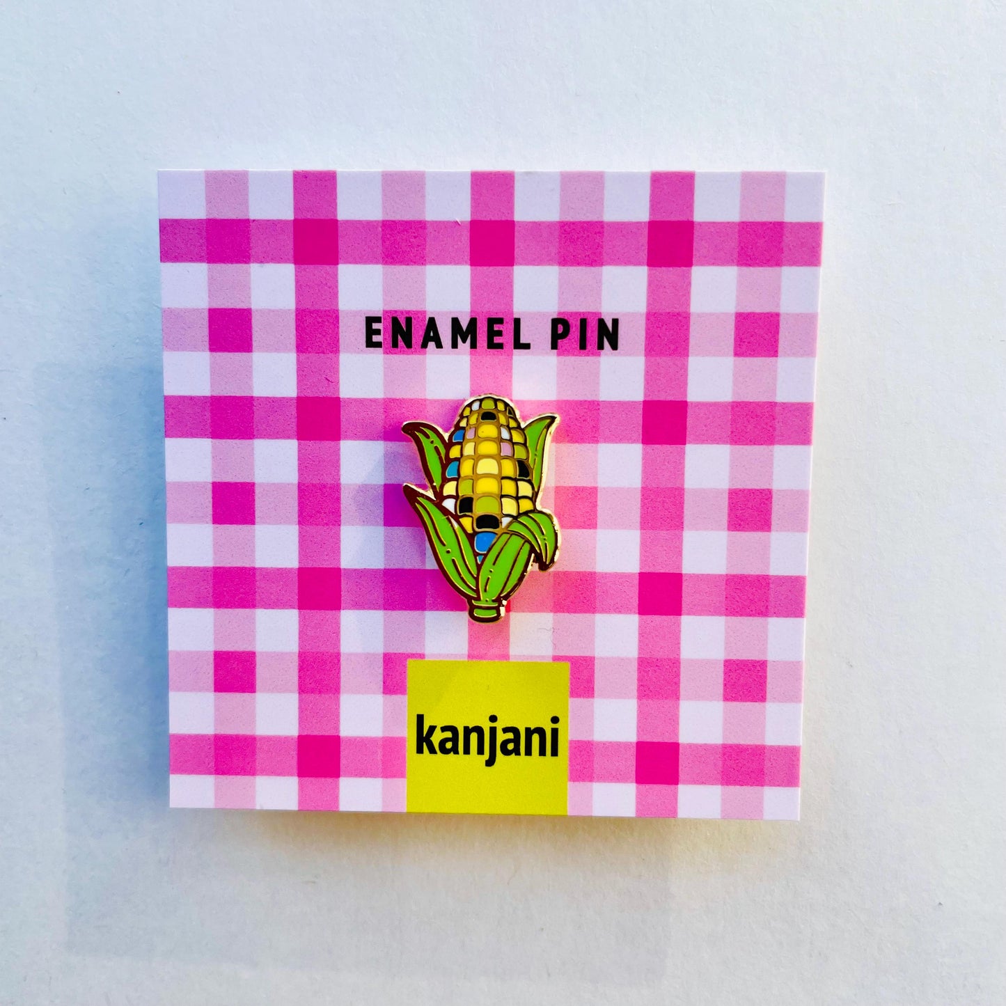 Speckled Blue Corn Cob Mini Enamel Pin, Vegan Gift, picnic treat