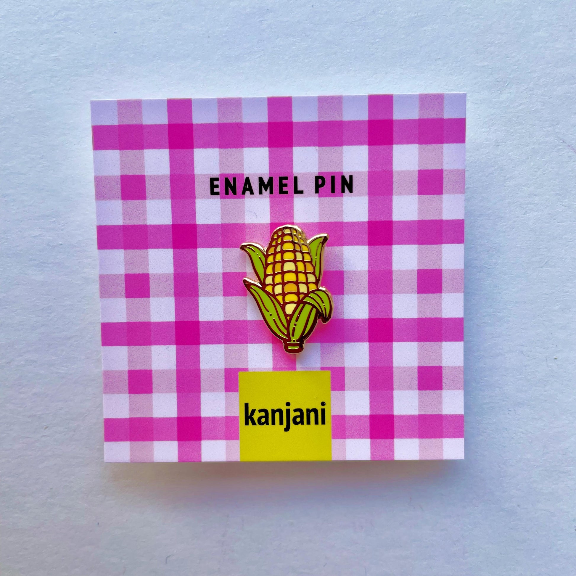 Yellow Corn Cob Mini Enamel Pin, Vegan Lapel Badge, picnic treat