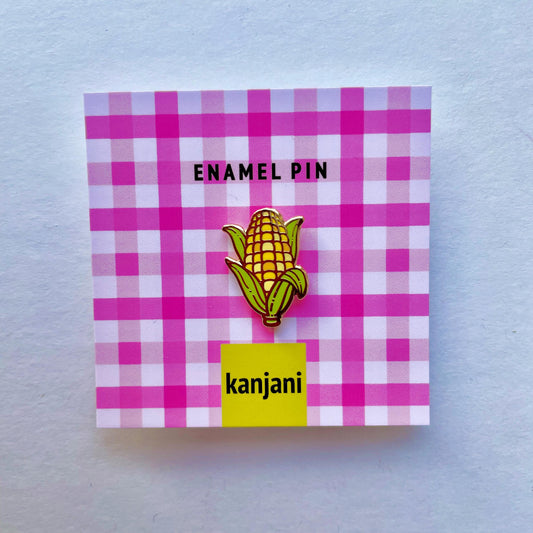 Yellow Corn Cob Mini Enamel Pin, Vegan Lapel Badge, picnic treat