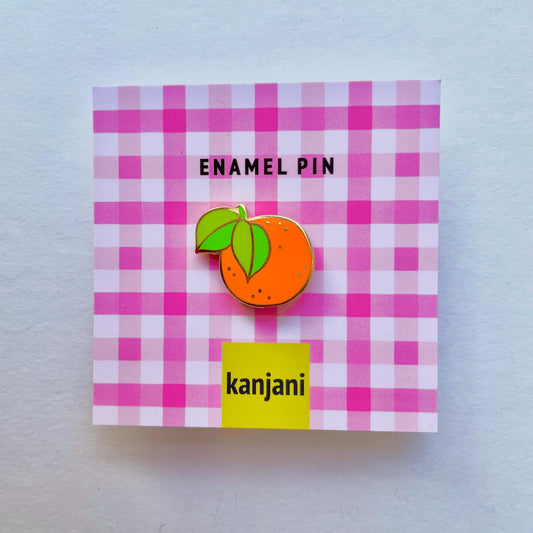 Orange Clementine Enamel Pin, Picnic Satsuma badge,  Vegan Gift, Christmas stocking stuffer