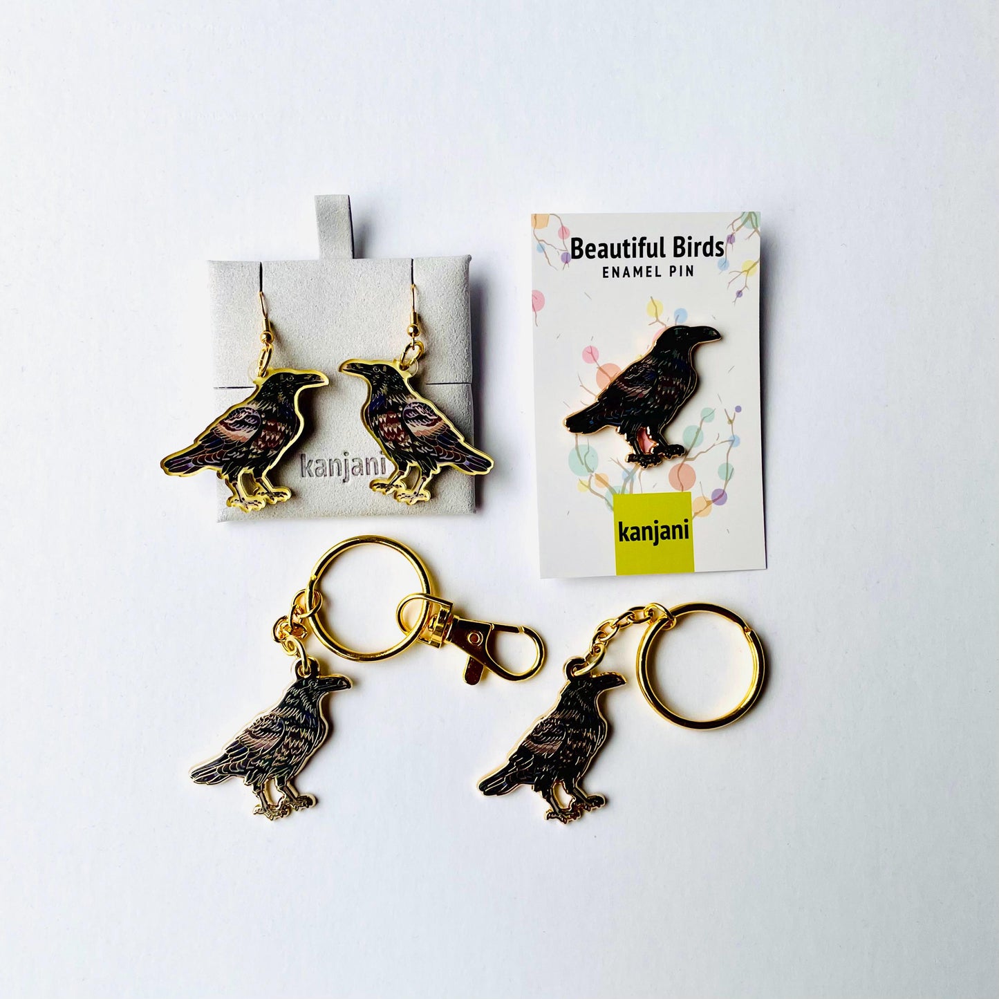Raven Dangle Earrings, Bird Themed Acrylic Jewelry, witchy, dark fantasy, Christmas gift, stocking stuffer