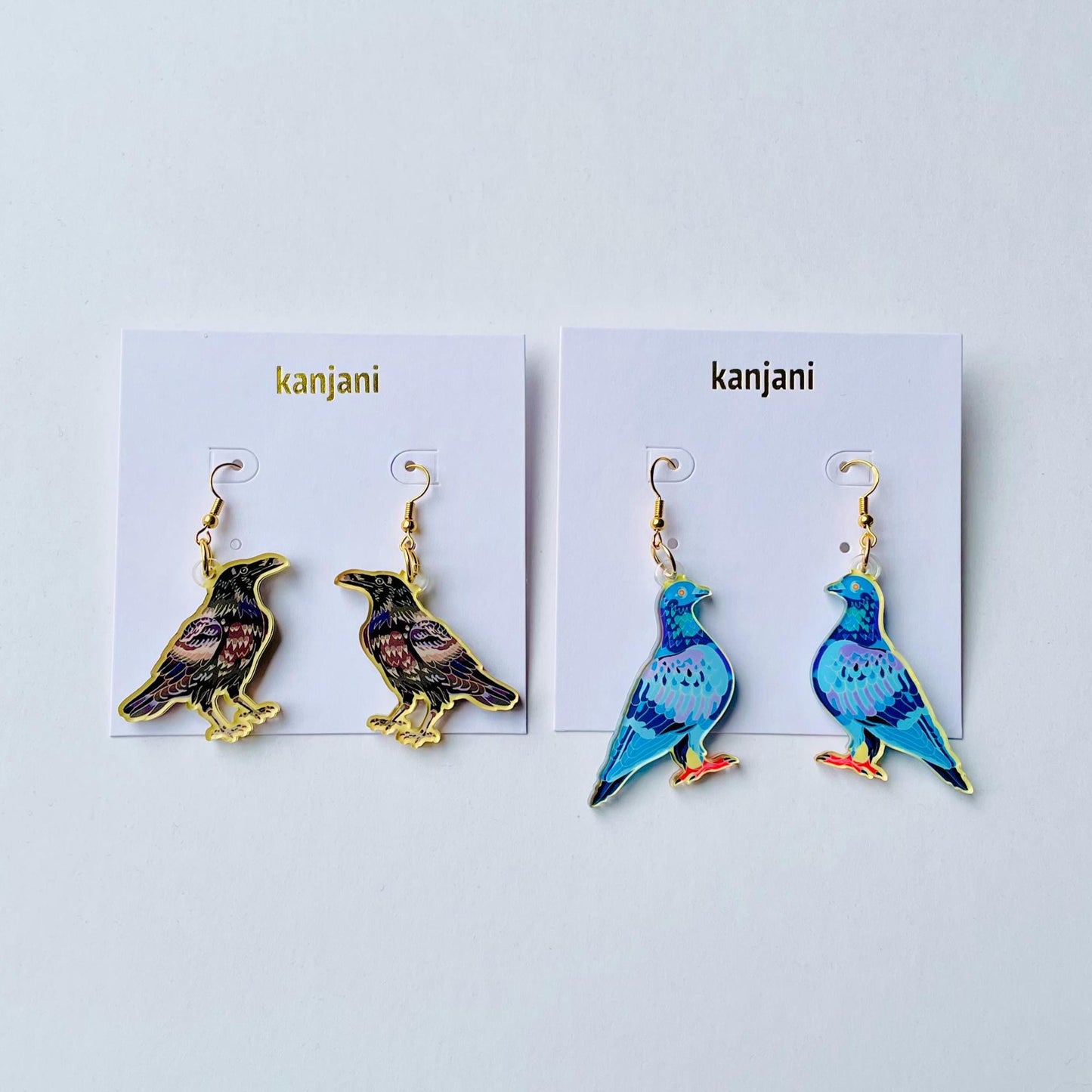 Raven Dangle Earrings, Bird Themed Acrylic Jewelry, witchy, dark fantasy, Christmas gift, stocking stuffer