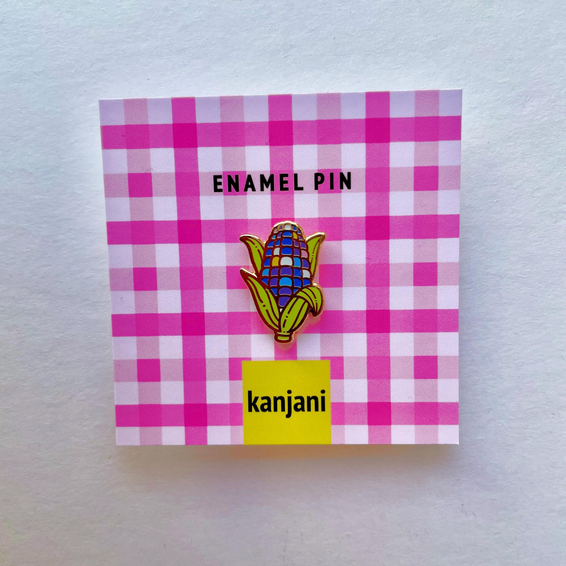 Blue Sweetcorn Enamel Mini Pin - Vegan Lapel Badge, picnic treat