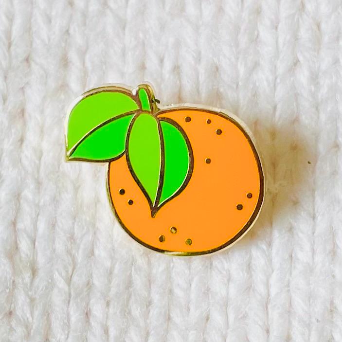 Orange Clementine Enamel Pin, Picnic Satsuma badge,  Vegan Gift, Christmas stocking stuffer