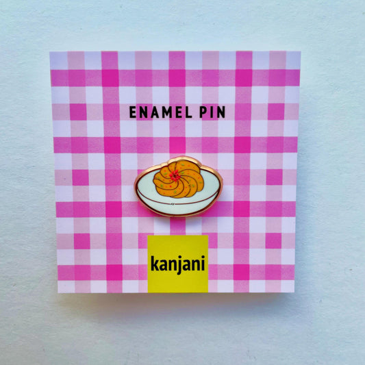 Deviled Egg Enamel Pin Badge: Stuffed Egg, picnic - Christmas gift, stocking stuffer