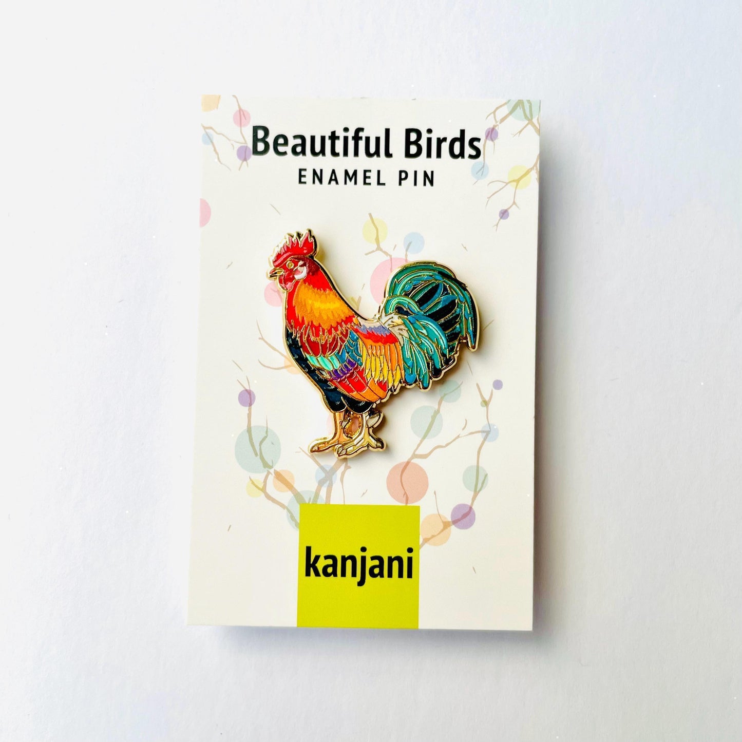 Rainbow Chicken junglefowl gold hard enamel lapel pin badge