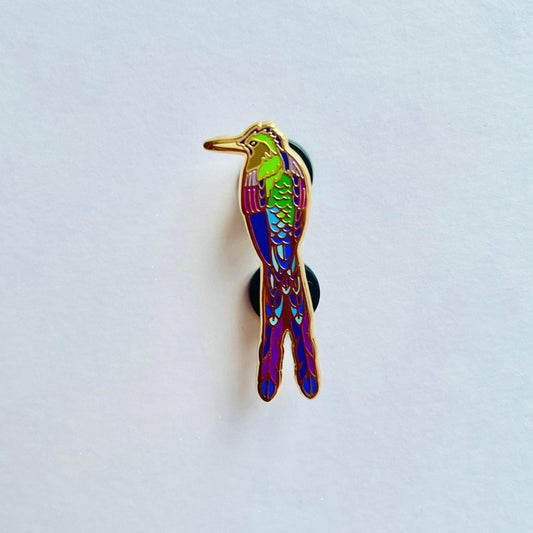 Violet tailed sylph enamel pin