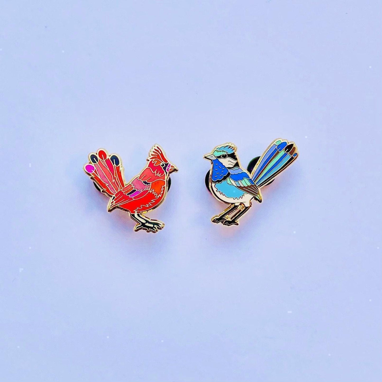 Enamel Pin: Red Cardinal Bird - Gold Hard Enamel, 1.25 Inches, Christmas gift, stocking stuffer, Advent calendar