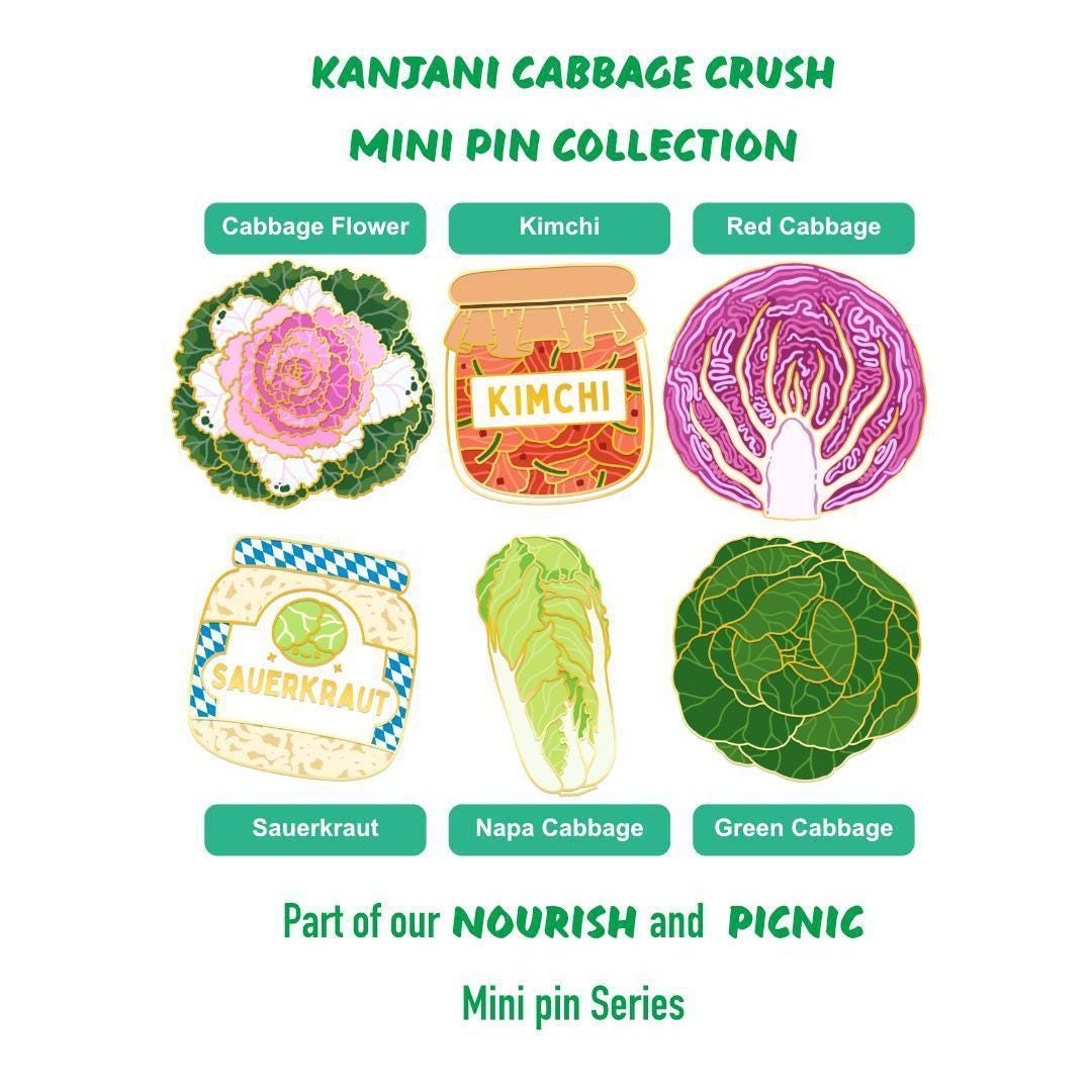 Pre-Order Chinese Cabbage Enamel Pin, Napa Cabbage, Fresh Produce, filler, fermented foods, Vegan Lapel Badge, Farm Decor