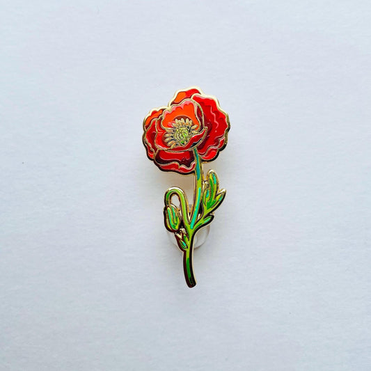 Red poppy luxury gold hard enamel ilapel pin