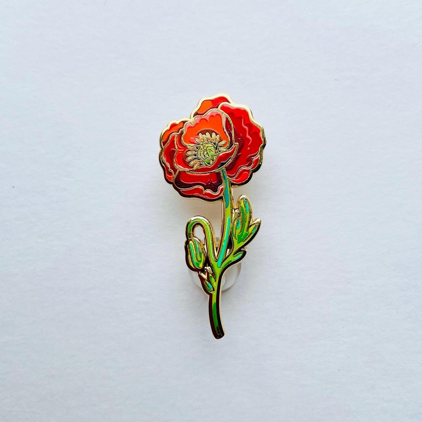 Red poppy luxury gold hard enamel ilapel pin