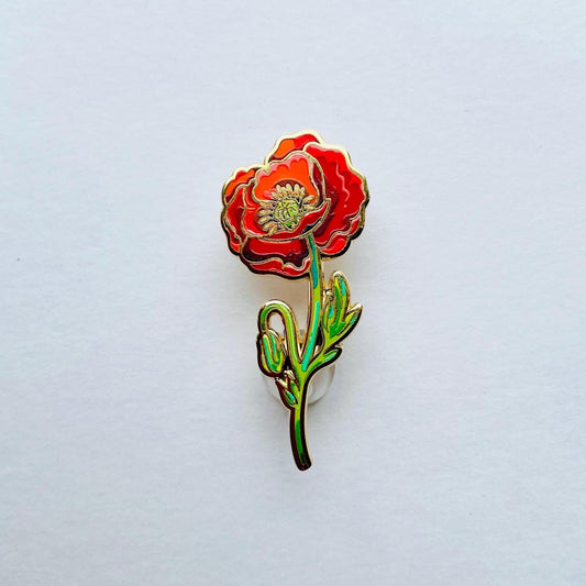 Red poppy luxury gold hard enamel ilapel pin