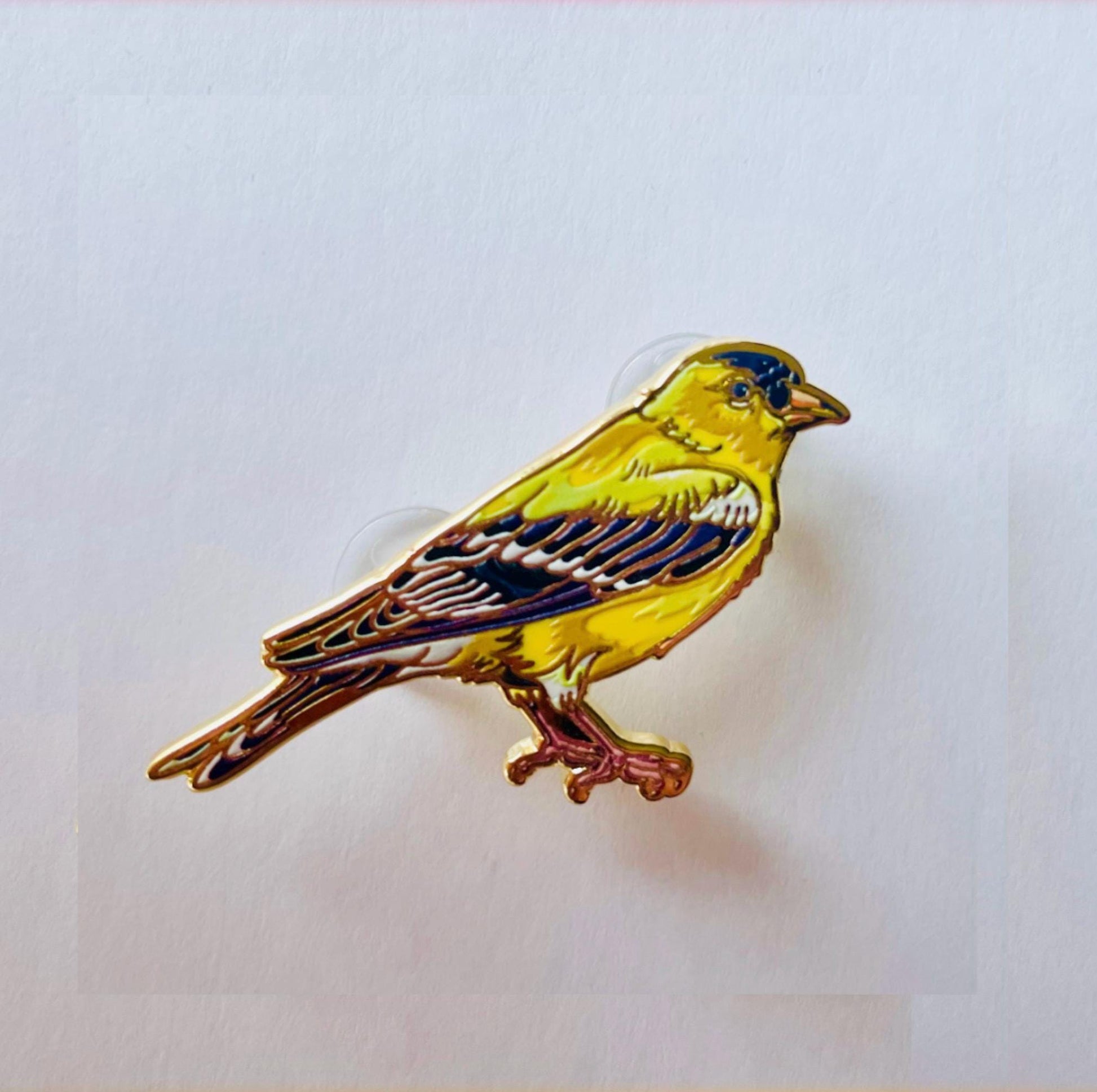 American goldfinch gold hard enamel lapel pin badge