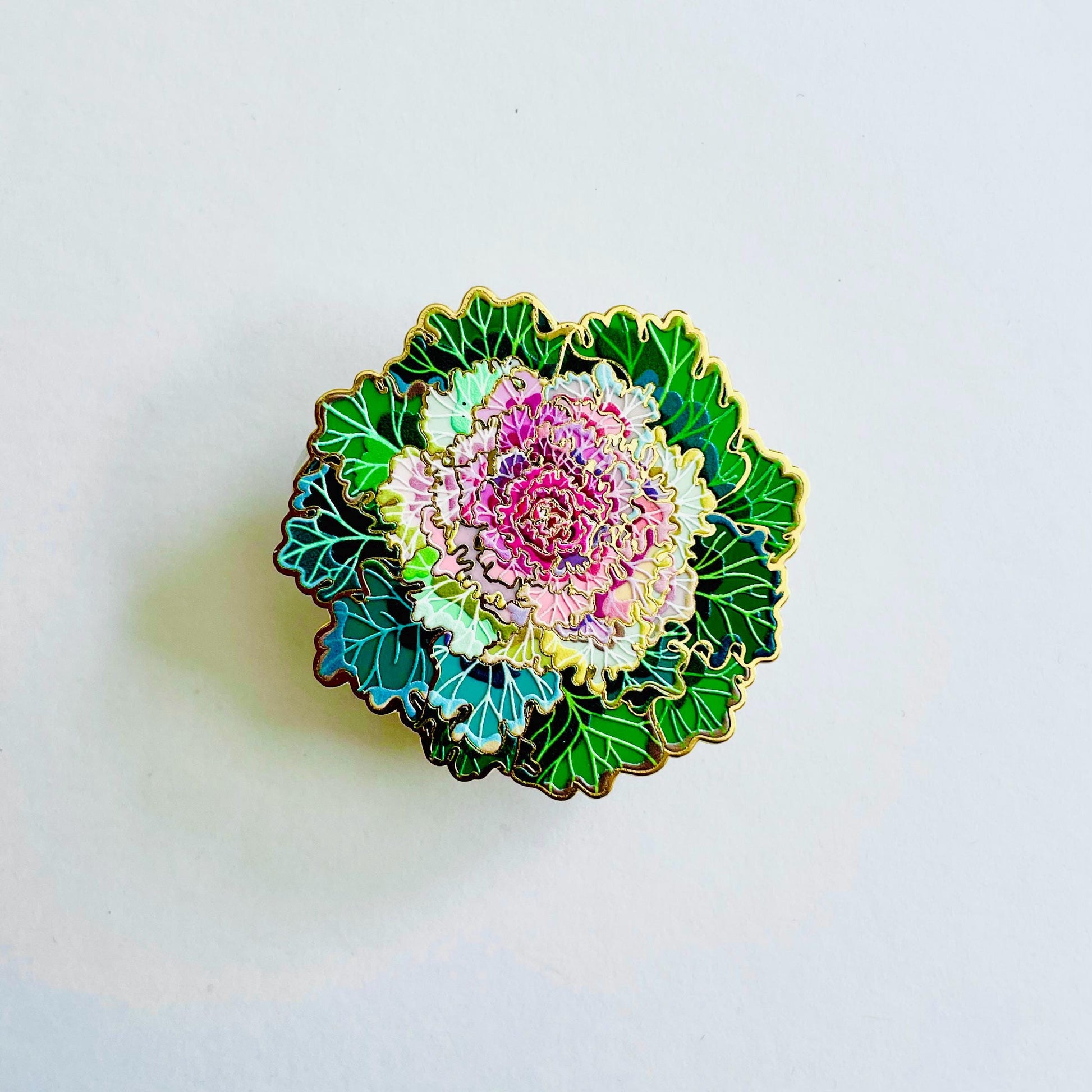 Flowering Kale Enamel Pin - cabbagecore, highly-detailed, Garden gift, vegan, healthy, floral, Mother’s Day, gift for her