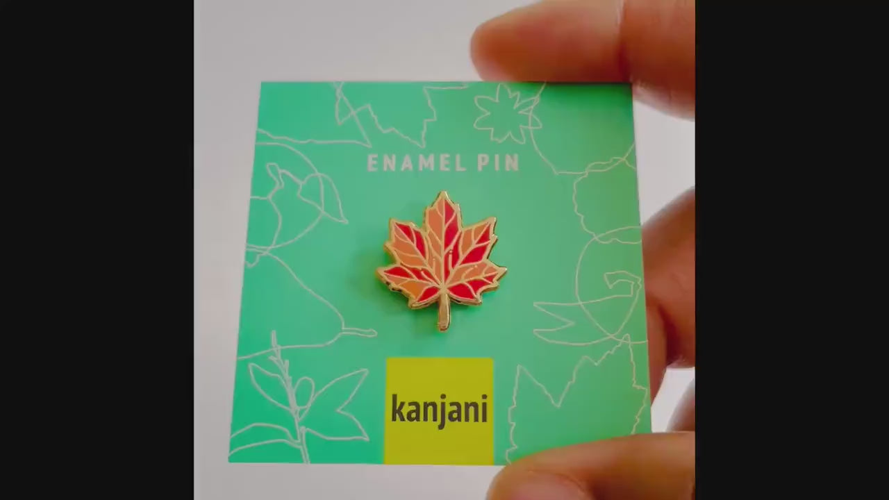 Maple Leaf Pin: Fall and Halloween Accessory (Gold Enamel Mini), Christmas gift, stocking stuffer