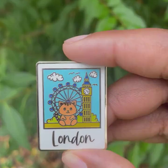 London Enamel Pin, Big Ben, London Eye, Ginger Cat Souvenir, Christmas stocking stuffer, Advent calendar