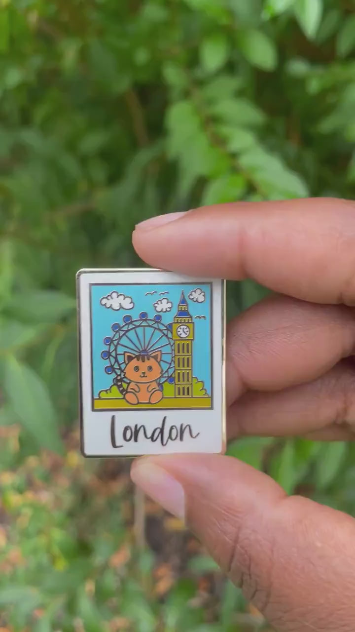 London Enamel Pin, Big Ben, London Eye, Ginger Cat Souvenir, Christmas stocking stuffer, Advent calendar