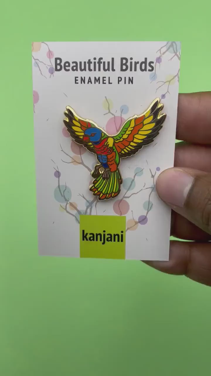 Rainbow Lorikeet Bird Enamel Pin Badge Brooch, Parrot, gift for him, gift for her, Colourful feathers, macaw, exotic bird Gift, Australia