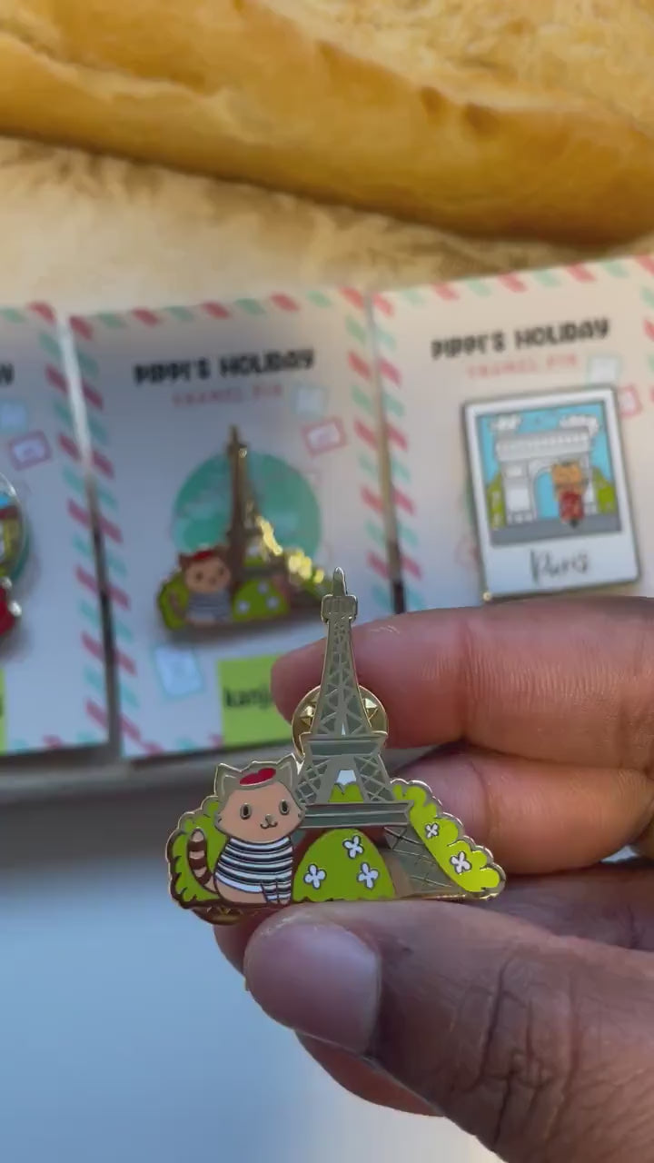 Eiffel Tower Pin: Paris Landmarks - Gold Hard Enamel Souvenir, Christmas gift, stocking stuffer, Advent calendar