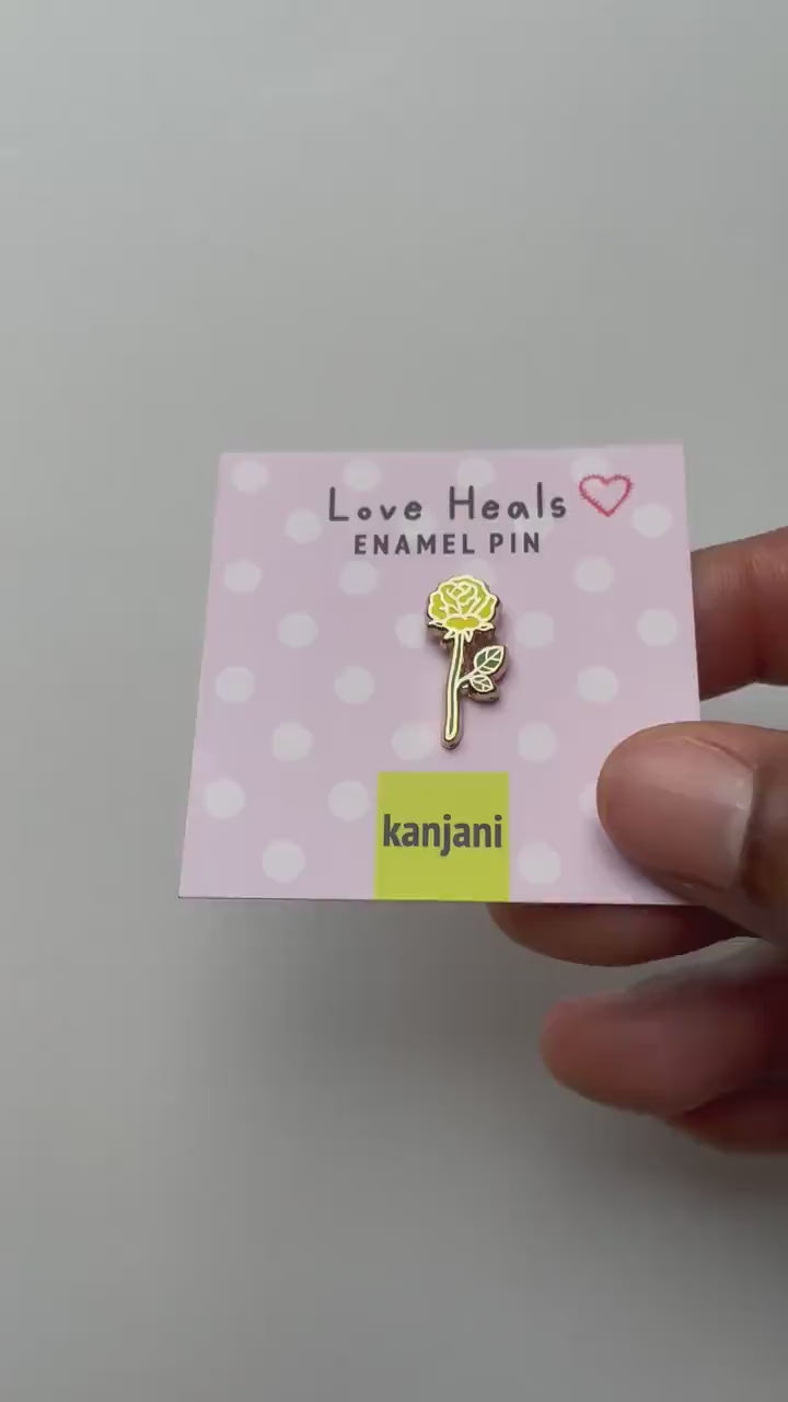 Enamel Pin: Yellow Rose Friendship and Healing (Mini, Gold Tone), Christmas gift, stocking stuffer, Advent calendar