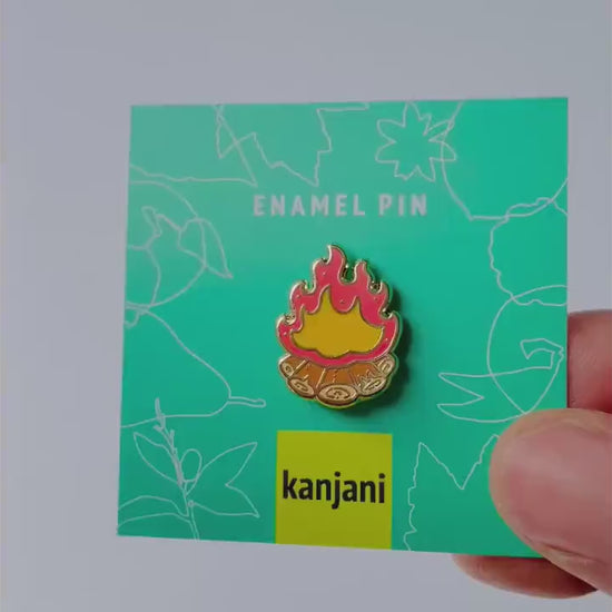 Campfire Enamel pin gift, mini lapel badge, camping, Fall lanyard decor, Autumn gift,