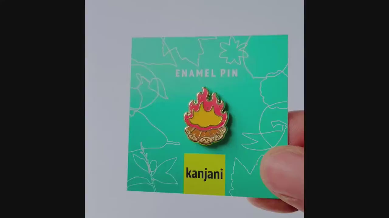 Campfire Enamel pin gift, mini lapel badge, camping, Fall lanyard decor, Autumn gift,