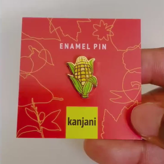 Harvest Season Corn Pin - Autumn Lapel Badge, Gold Enamel, Christmas gift, stocking stuffer