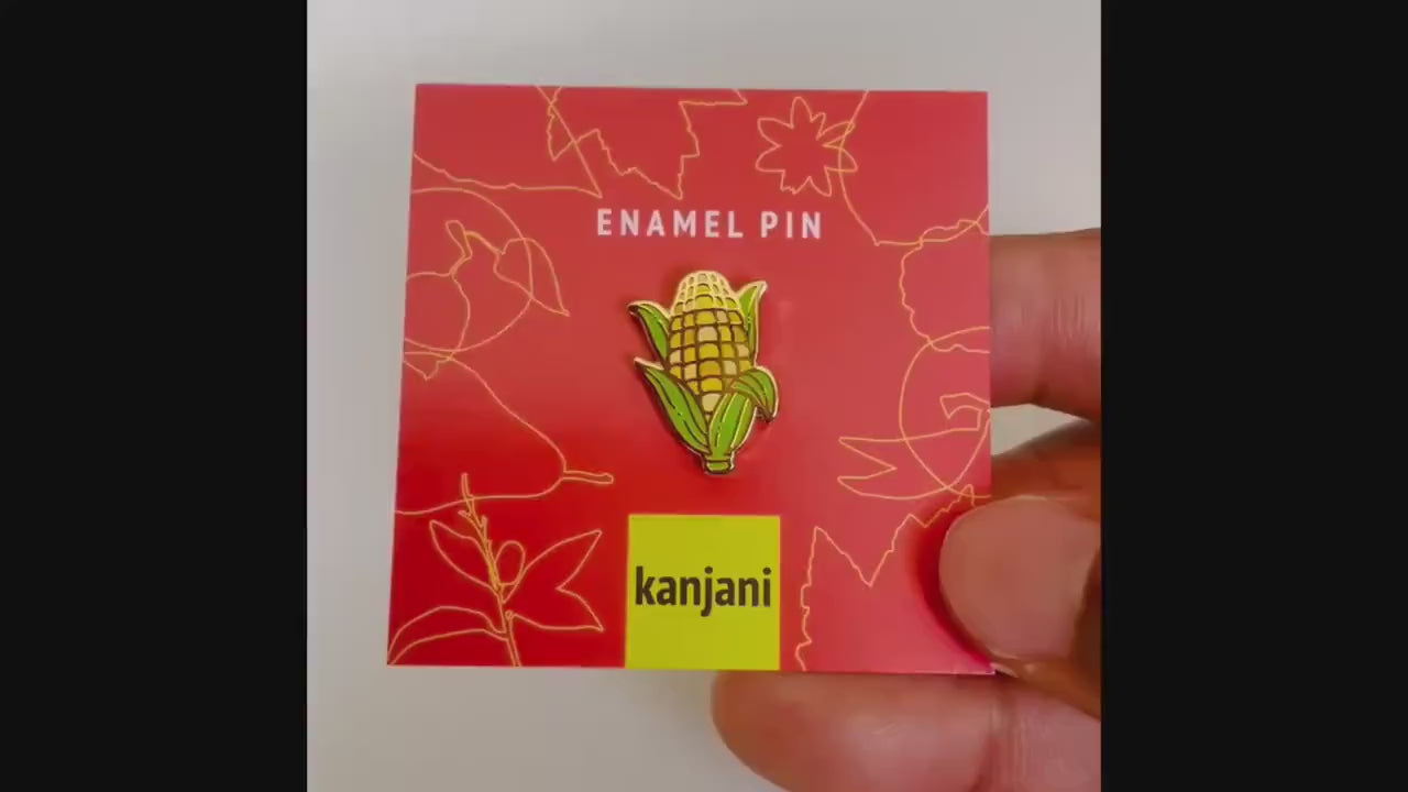 Harvest Season Corn Pin - Autumn Lapel Badge, Gold Enamel, Christmas gift, stocking stuffer