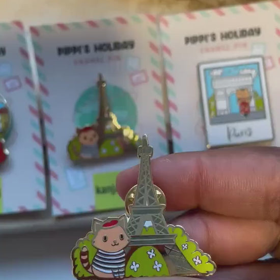 Paris Enamel pins | Pippi’s Holiday Vacation Pins | Paris Brooch | Notre Dame | Eiffel Tower souvenir pin | Arc de Triomphe | Sacre Coeur