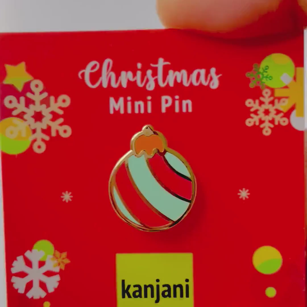 Bauble Ornament Mini cute enamel pin, Christmas gift, lanyard badge, teacher gift under 15, Calendar, Stocking stuffer, winter lapel badge