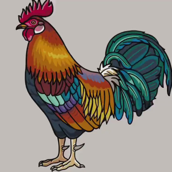 Rooster Enamel Pin: Junglefowl Design - Gold Plated Detail, Christmas gift, stocking stuffer, Advent calendar