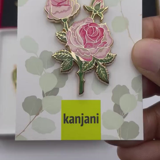 Utopia Rose Enamel Pin - Cream and Pink Climbing Flower Design, Christmas gift, stocking stuffer