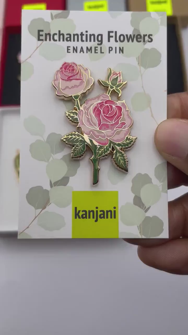Utopia Rose Enamel Pin - Cream and Pink Climbing Flower Design, Christmas gift, stocking stuffer
