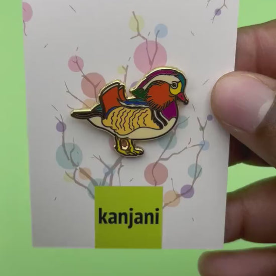 Mandarin Duck bird Enamel pin gift, Lapel Badge, Brooch, gift him. Her. Wood duck, hunting, goose