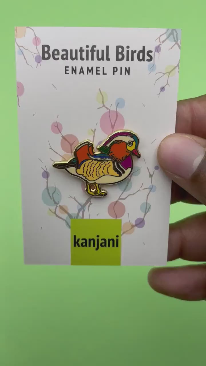 Mandarin Duck bird Enamel pin gift, Lapel Badge, Brooch, gift him. Her. Wood duck, hunting, goose