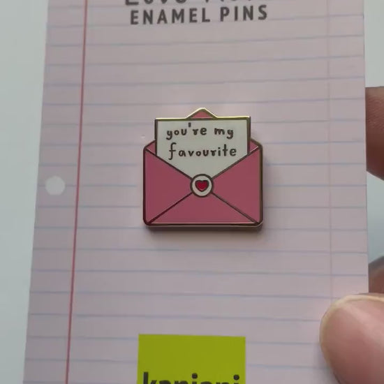 You’re My Favourite Enamel Pin - Gold Love Note Design, Christmas gift, stocking stuffer, Advent calendar