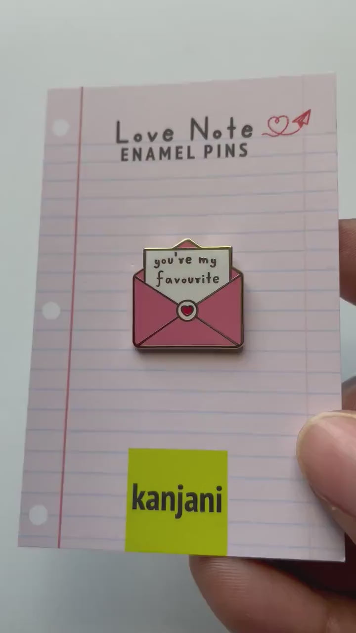 You’re My Favourite Enamel Pin - Gold Love Note Design, Christmas gift, stocking stuffer, Advent calendar
